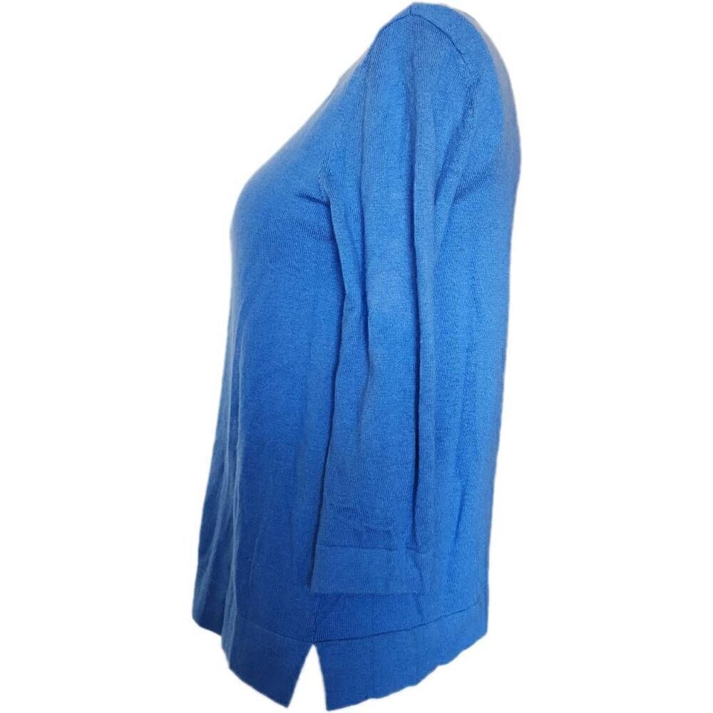 Talbots Women's small cashmere blend royal blue soft 3/4 sleeve sweater - Picture 3 of 6